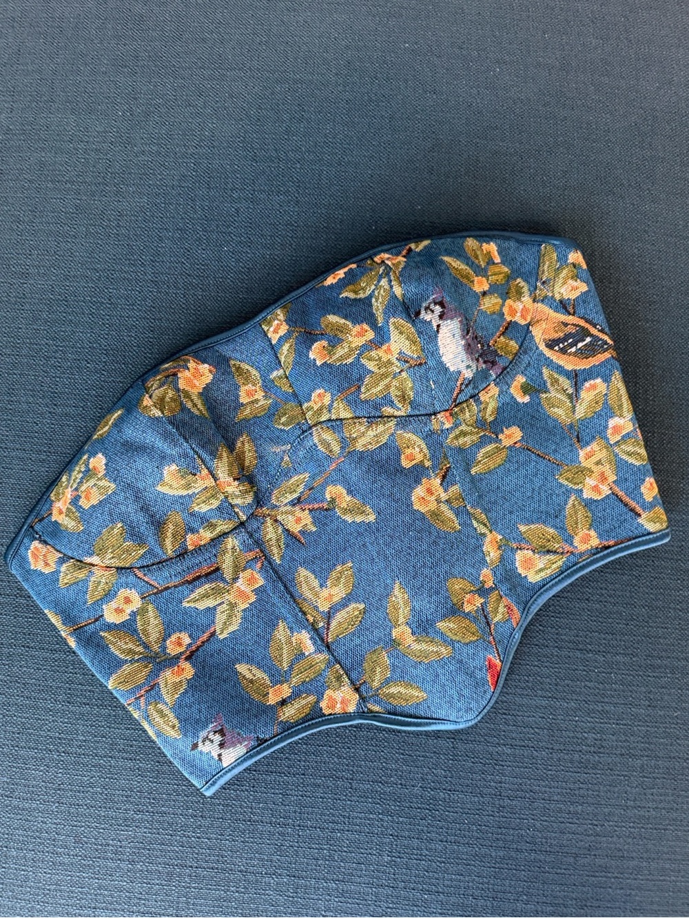 Floral Embroidered Blue Crop Top
